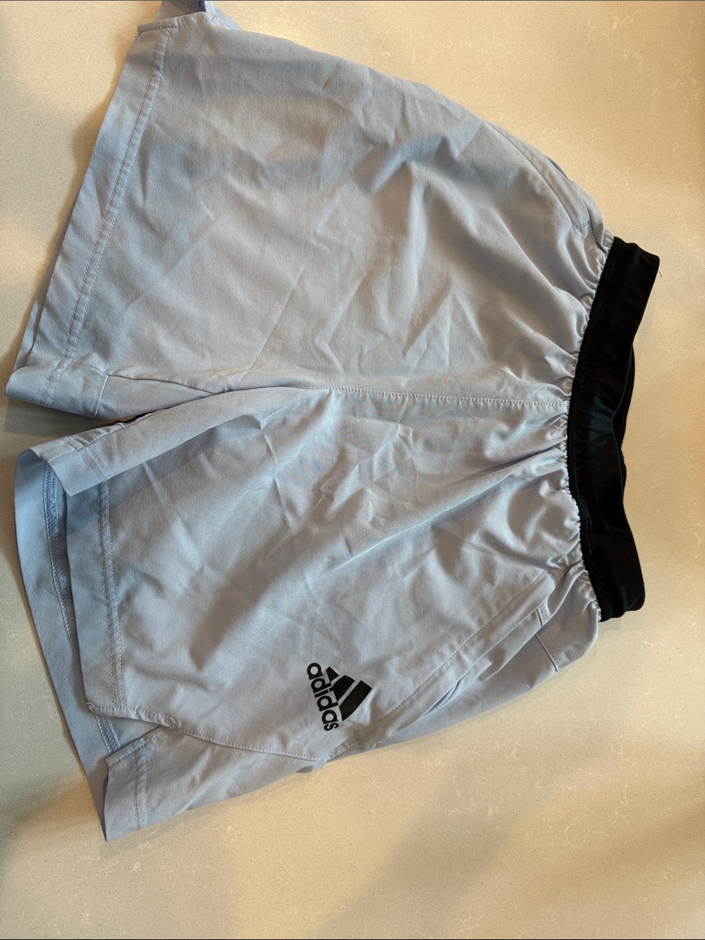 adidas Light Gray Athletic Shorts with Black Waistband